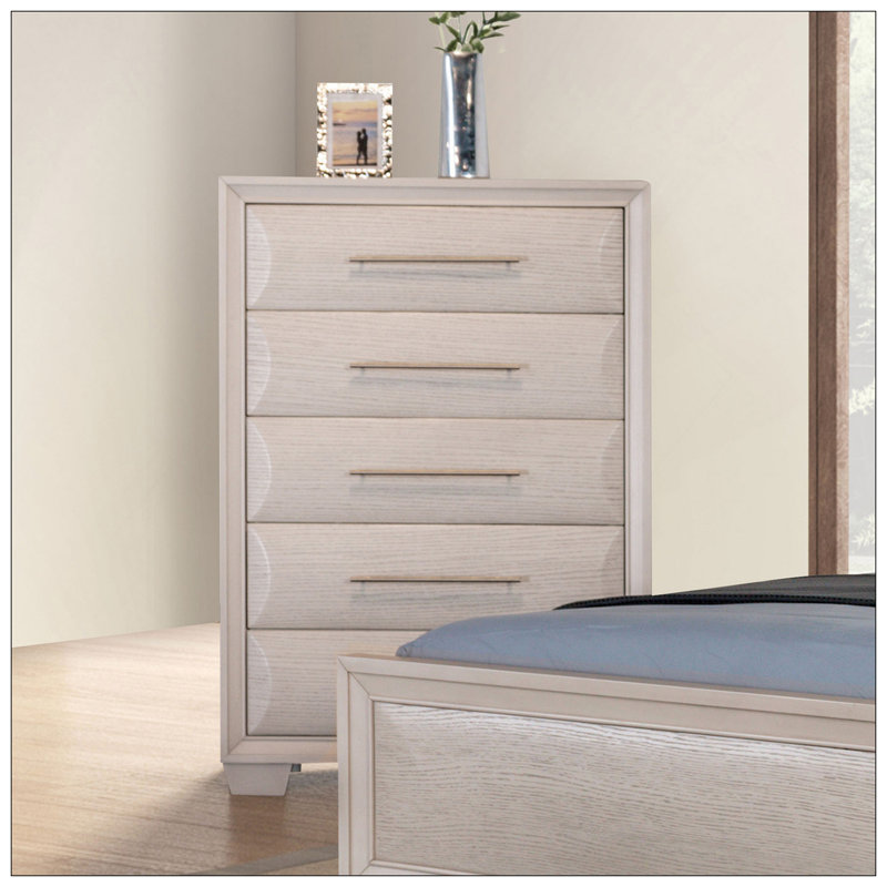 Commode à tiroirs en queue d'aronde anglaise, 1 pièce, finition chêne blanc