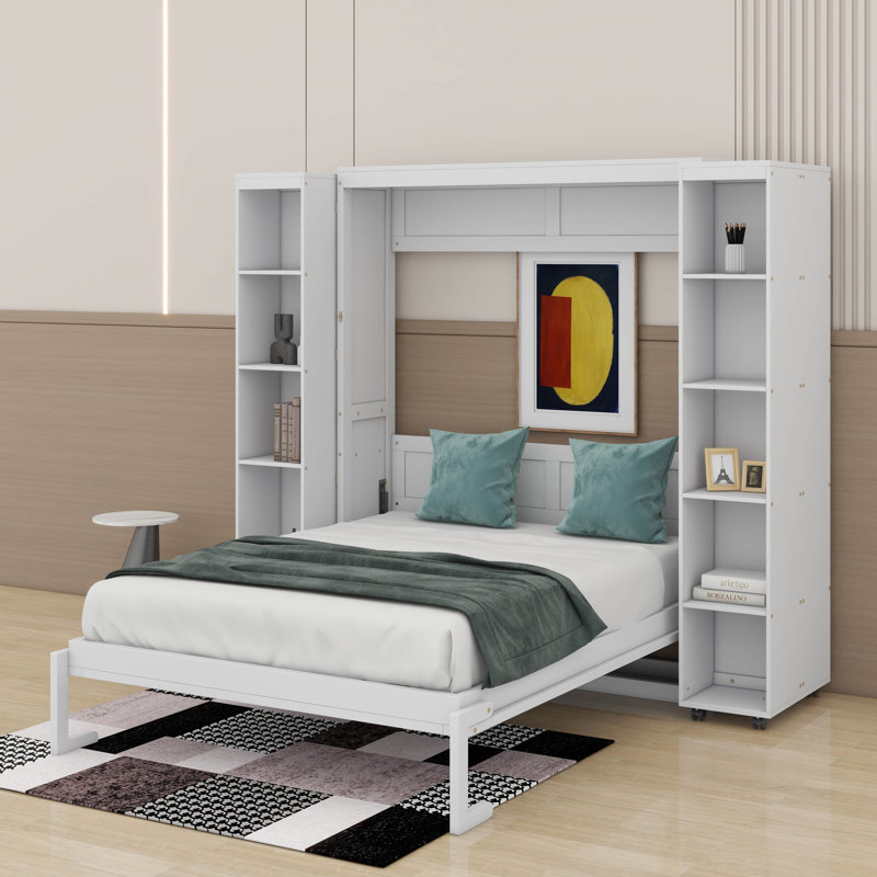 Grand lit escamotable mural avec portes de rangement