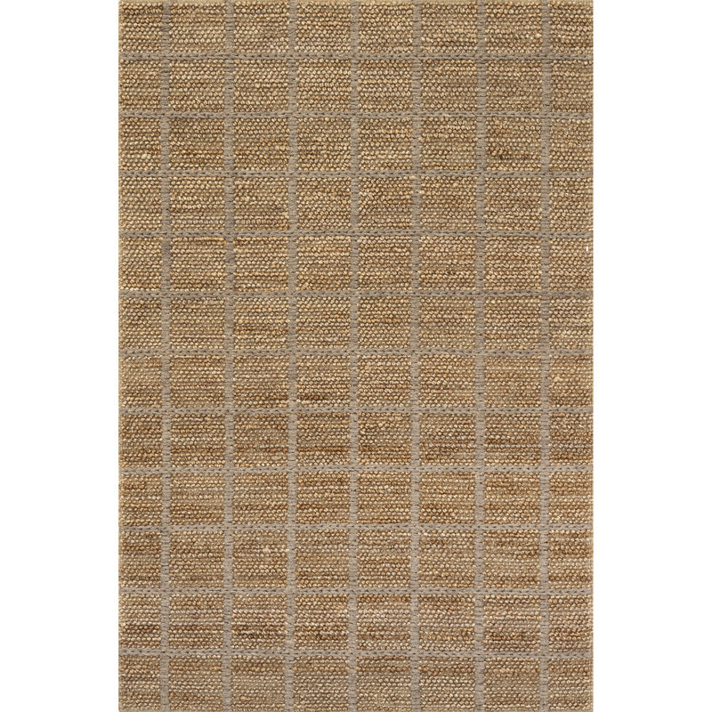 Handmade Rectangular Beige and Gray Wool Cotton Area Rug