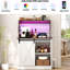 Armoire-bar Farmhouse avec 6 crochets, huche de bar avec rangement, armoire-buffet avec porte de grange coulissante, table basse avec tablettes réglables pour le salon-1255782734