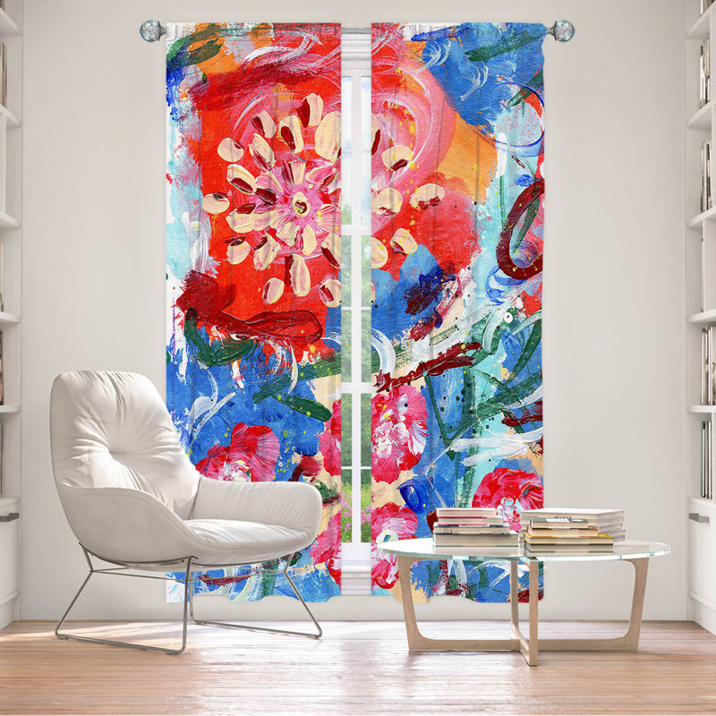 Ensemble de 2 panneaux de rideaux pour fenêtre Febres par Shay Livenspargar - Blooming, L 20 po x L 61 po