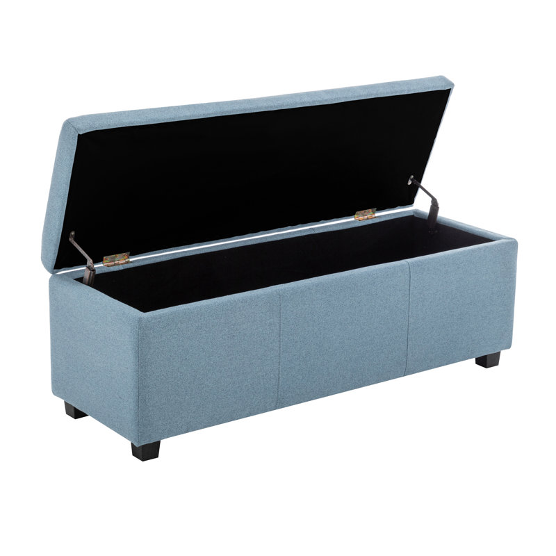 Latitude Run® Ved Fabric Rectangular Storage Bench, Blue