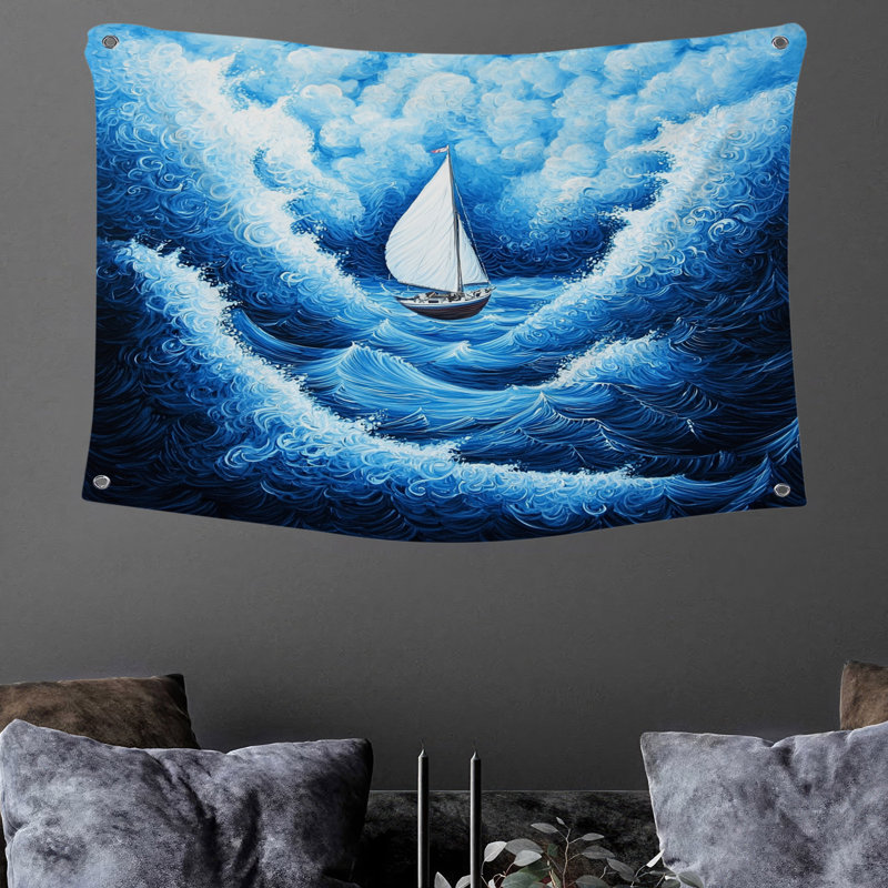 Tapisserie murale bateau - décoration murale marine, H 50 po x l 60 po