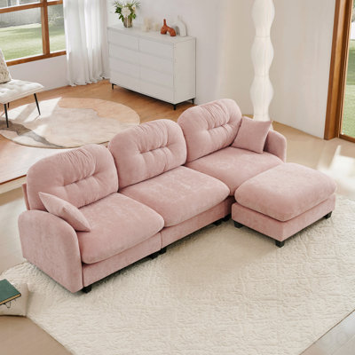 Canapé modulaire Basic, canapé modulaire en L avec repose-pieds, tissu en chenille de qualité supérieure, dossier capitonné, conception ergonomique