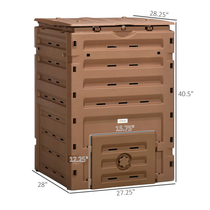 Bac à compost de 120 gallons à partir de - 80 bouches d'aération, 2 portes coulissantes, création de terre pour les plantes, contenant brun et léger, évents pour une circulation efficace, production rapide de sol de nutriments,