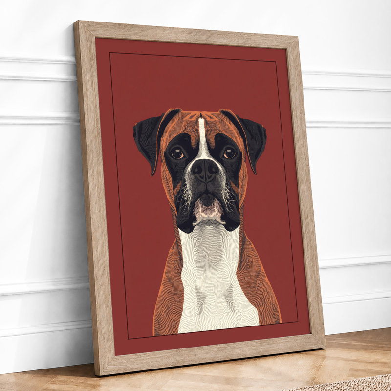 Composed Boxer Modern - Framed Print, A4 - 29.7 x 21.0 cm, Oak