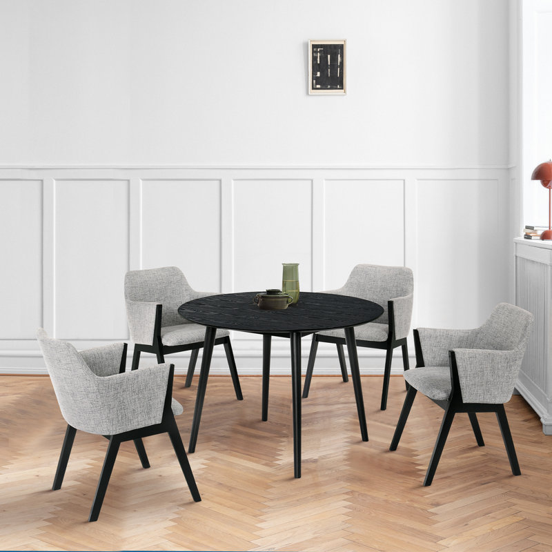 Ensemble de salle à manger 5 pièces Anthonella, Noir, Gris anthracite / noir, H 30 po x L 42 po x l 42 po