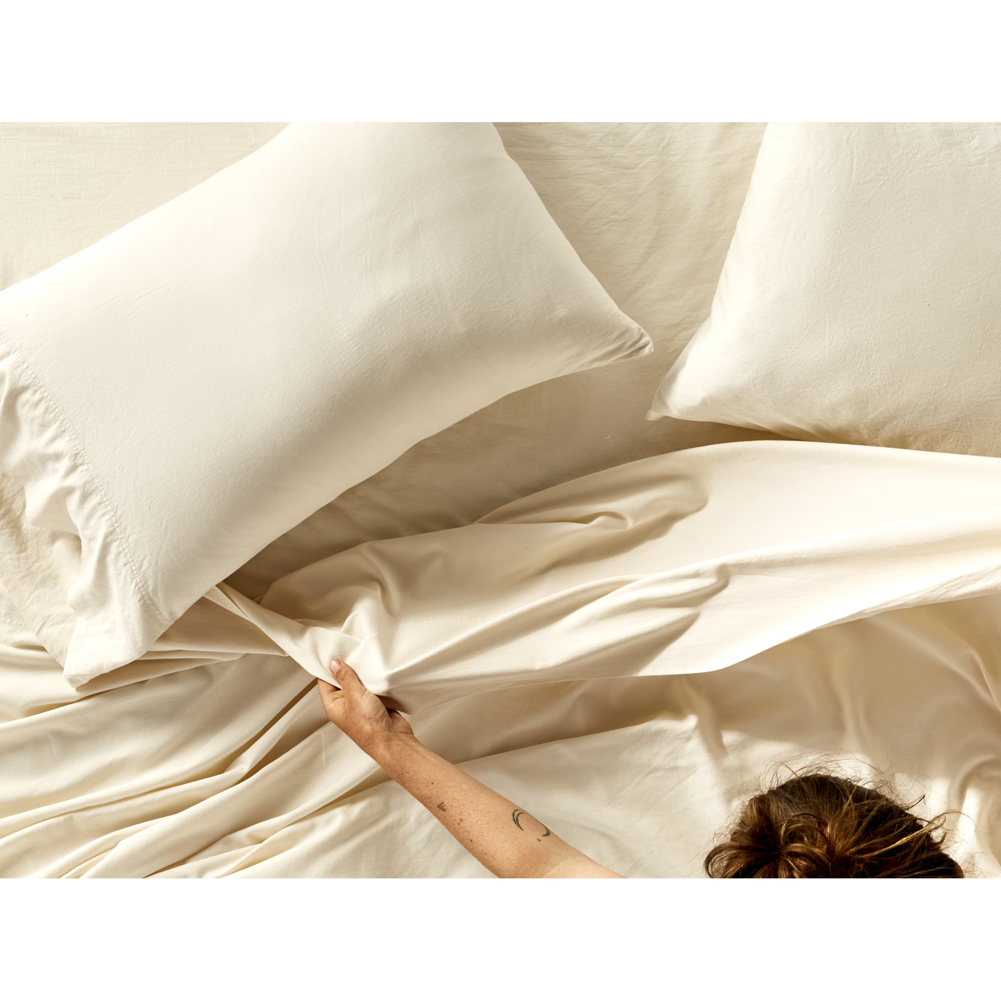 Organic Relaxed 100% Cotton Sateen Pillowcase - Set of 2, Undyed, King Pillowcase