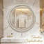 Miroir mural rond blanc antique de 23,62 pouces avec une élégante bordure perlée, convient à la salle de bain / salon / entrée