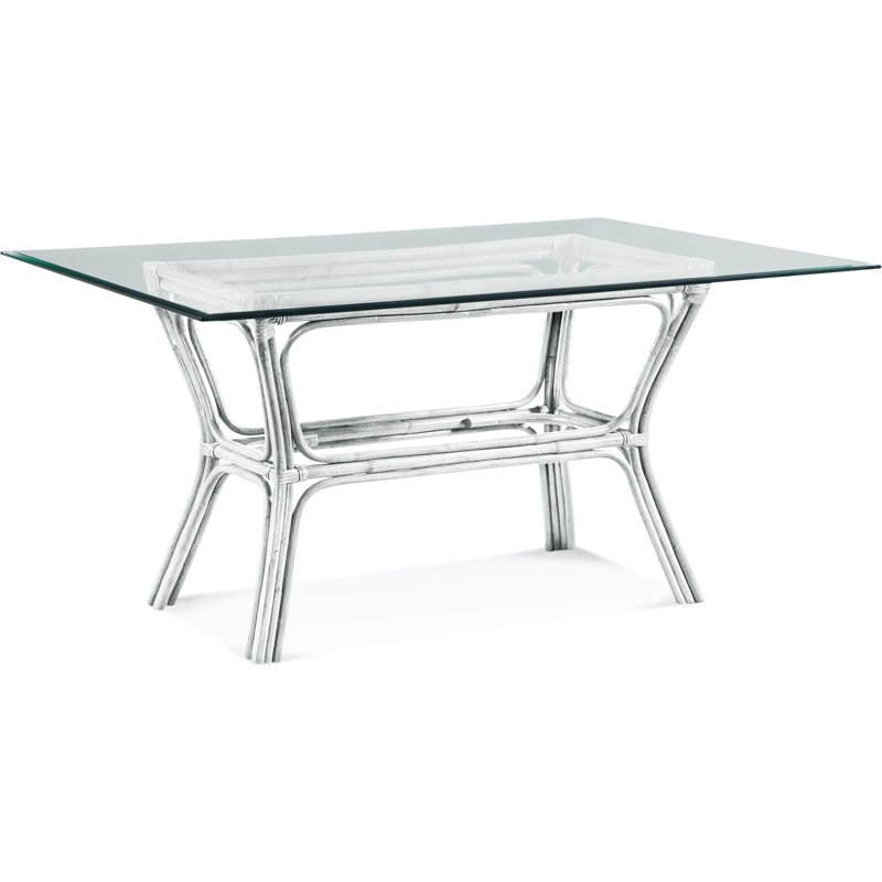 Trellis Glass Dining Table, Frost White, 44" W x 78" L