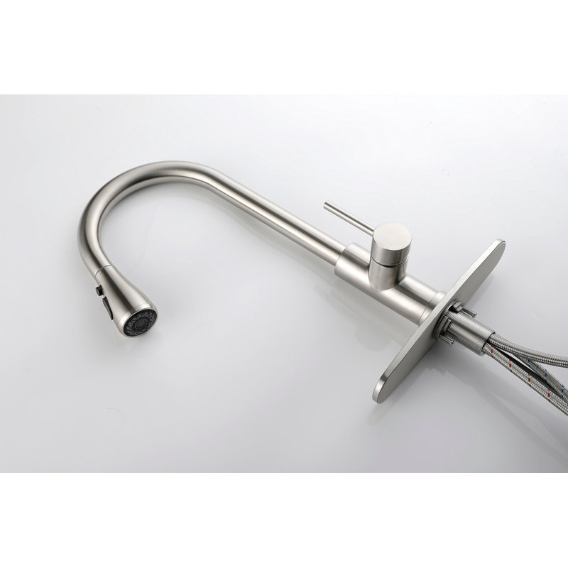 Single Handle High Arc Pull Out Kitchen Faucet,Single Level Stainless Steel Kitchen Sink Faucets With Pull Down Sprayer