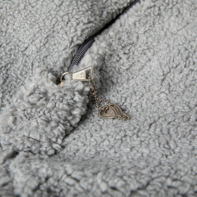 Fauteuil à billes en coton Classic, Petit, Sergé de coton gris Sherpa