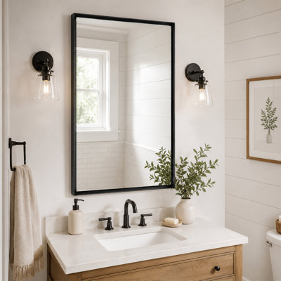 Aluminum Framed Bathroom Vanity Wall Mirror With Horizontal And Vertical Hanging Option