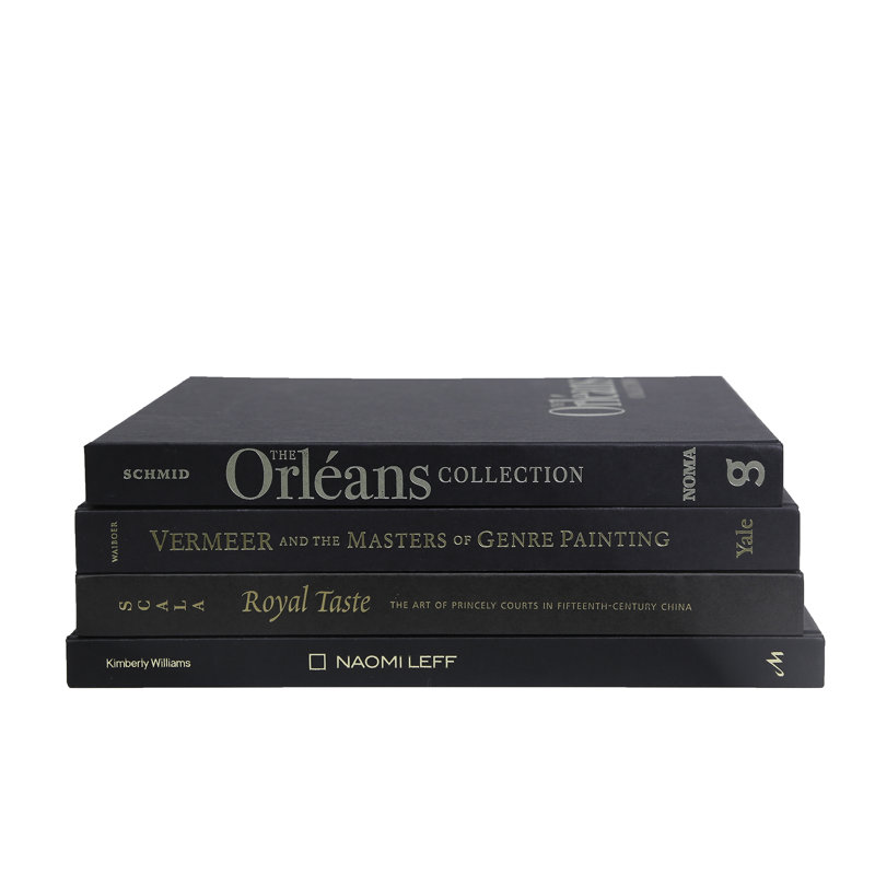 Decorative Books - Luxe Coffee Table Stack - 4 Black and Gold Books