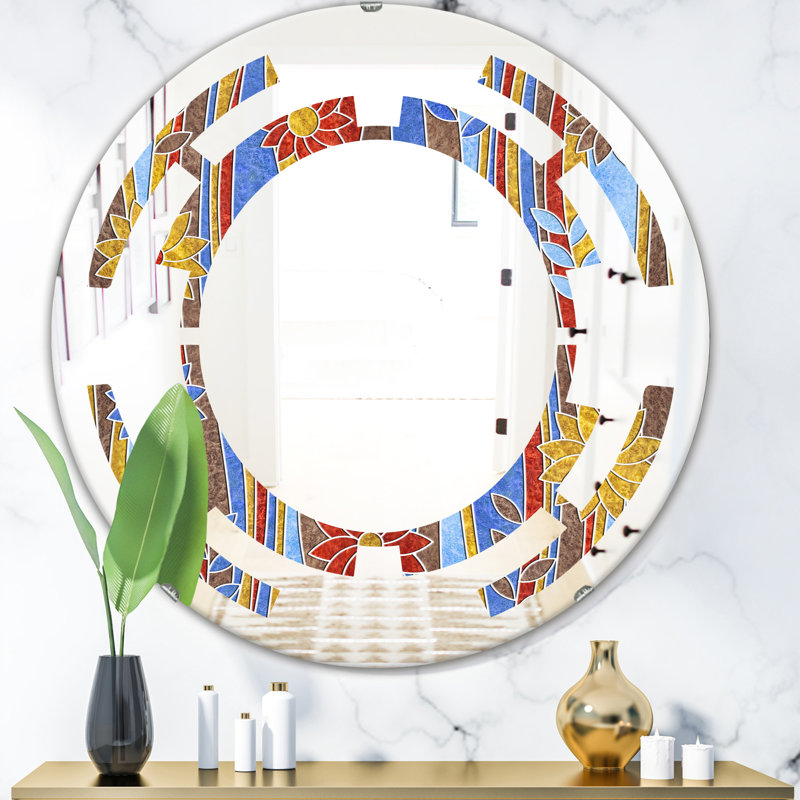 Miroir mural « space floral pattern iii », sans cadre floral americana, H 23,6 po x l 23,6 po