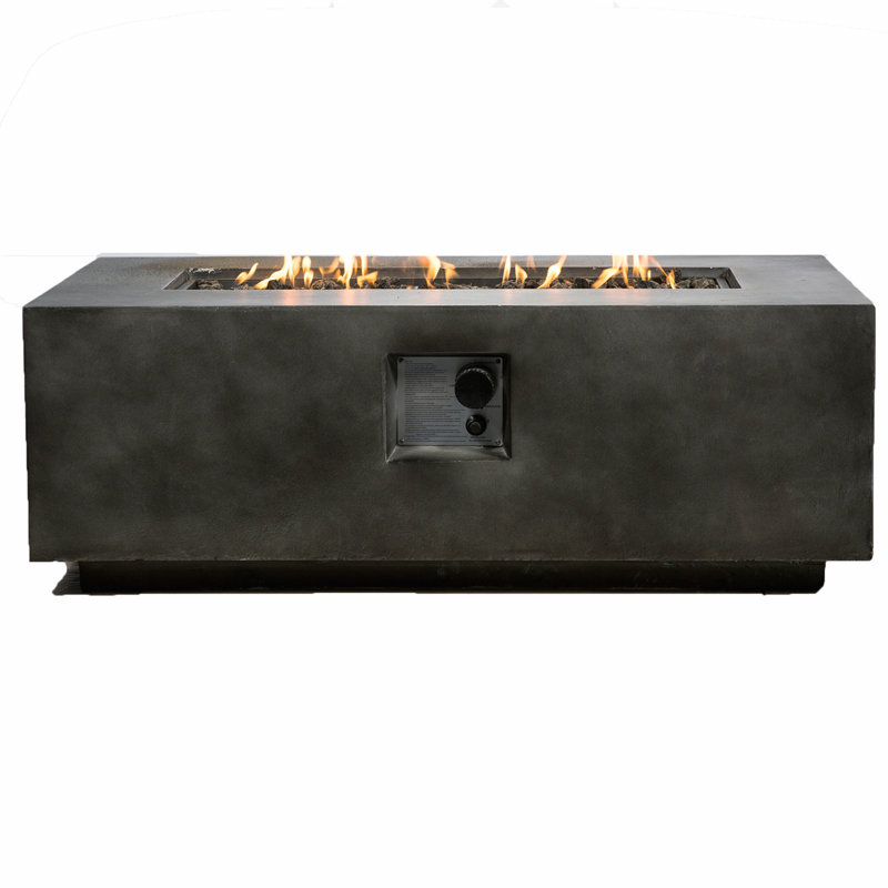 Table de foyer d'extérieur au propane en béton durable avec flamme réglable et finition résistante à la rouille pour des rassemblements confortables et des patios élégants