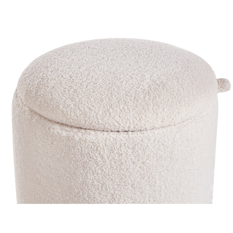 BEREA 40cm Wide Round Solid Colour Pouffe Ottoman with Storage