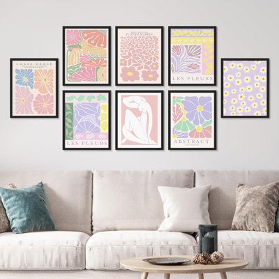 " Colorful Abstract Floral Botanical Flower Daisy Rose " 8 - Pieces