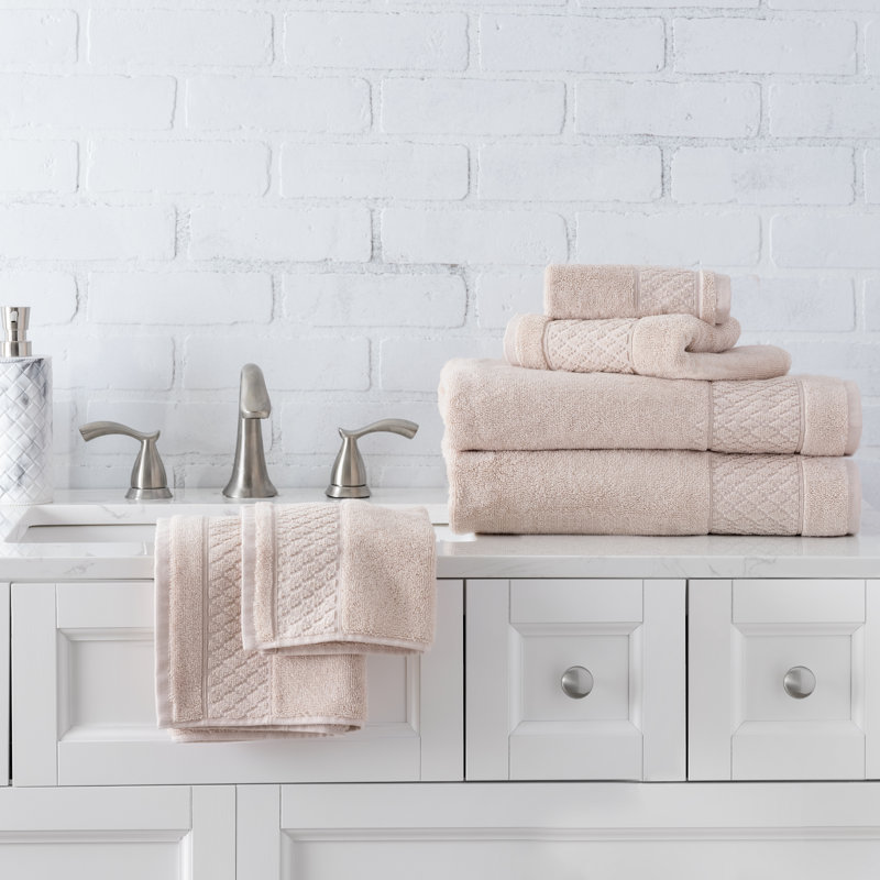 Ensemble de serviettes 100% coton Annaleice, Rose