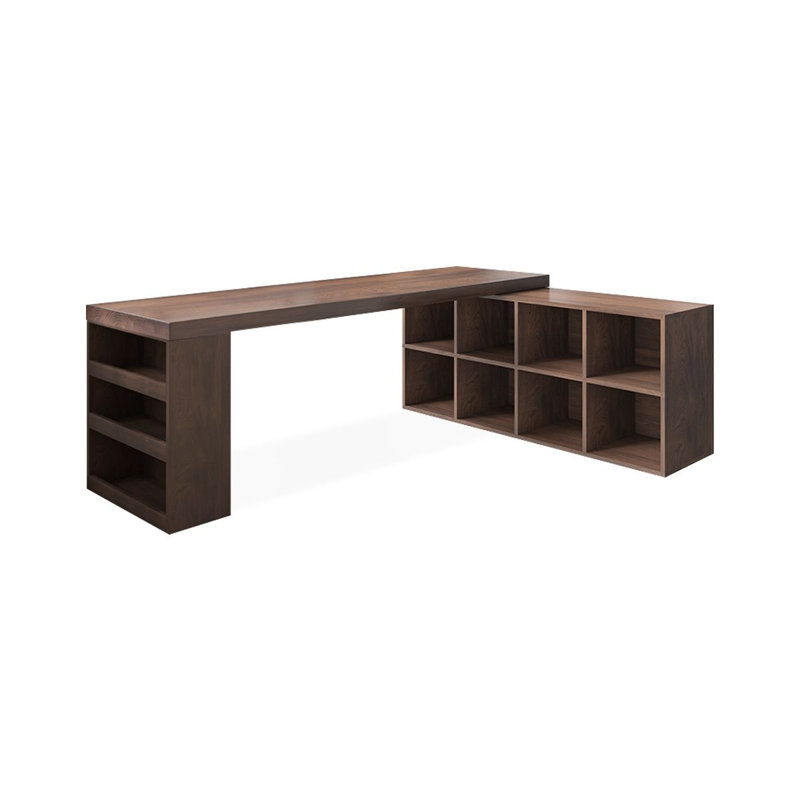 Bureau d'écriture en L en bois massif noisette, bureau, H 29,53 po x l 70,87 po x P 55,12 po, Right Hand Return
