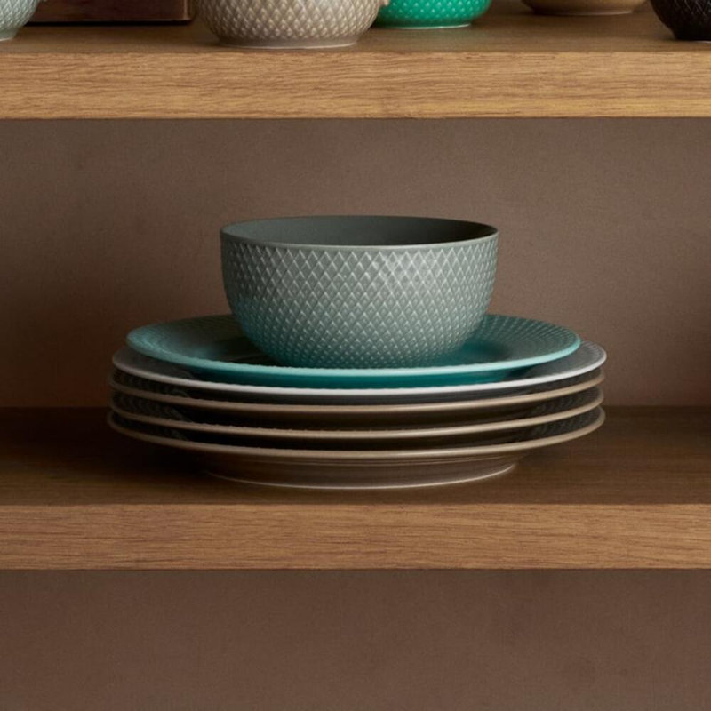 Rhombe Earth Porcelain Rice Bowl, Green
