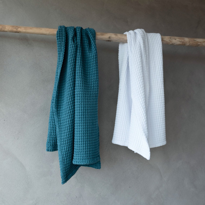 Aura Waffle Hand Towel, Large, Peacock