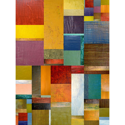«Strips and P pièces Rectangular Abstract» par Michelle Calkins, impression sur toile tendue