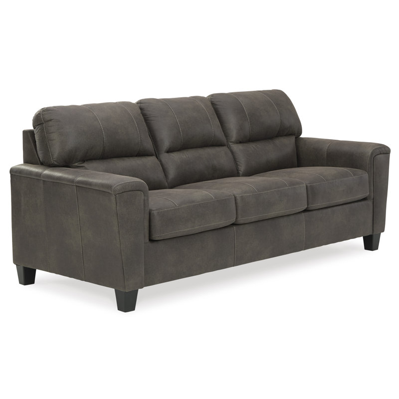 Inaayah 89" Square Arm Sofa, Inaayah Gray Faux Leather