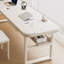 White solid wood study desk Double desk with Drawers-383447699