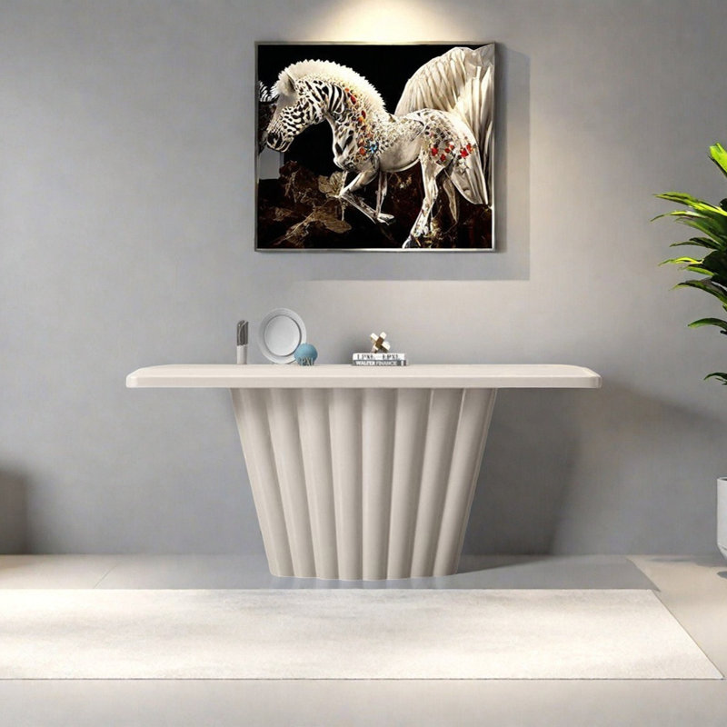 Console moderne minimaliste, H 35,43 po x l 55,12 po x P 15,75 po, Beige