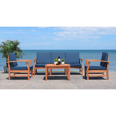 Lauver Eucalyptus 5 - Person Patio Conversation Set with Cushions