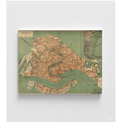 Venise Venise 1886, carte de la ville italienne antique, affiche de Venise, Europe affiche, art mural Italie, affiche de Venise rustique, décor de bibliothèque