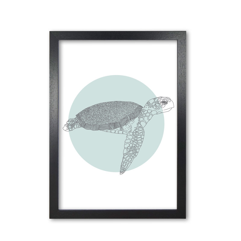 Marine Animals Turtle - Print, Black Grain Frame, 42 cm H x 30 cm W x 5 cm D