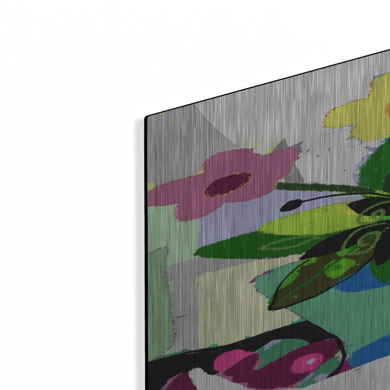 Art mural en métal «White Kitty and Flowers» par Holly McGee par Red Barrel Studio®, H 36 po x l 24 po