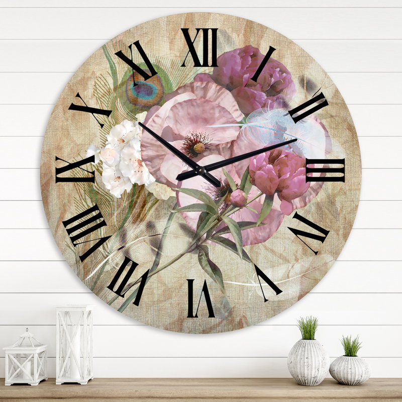 Iris Bouquet Floral Design - Horloge murale traditionnelle, Surdimensionné