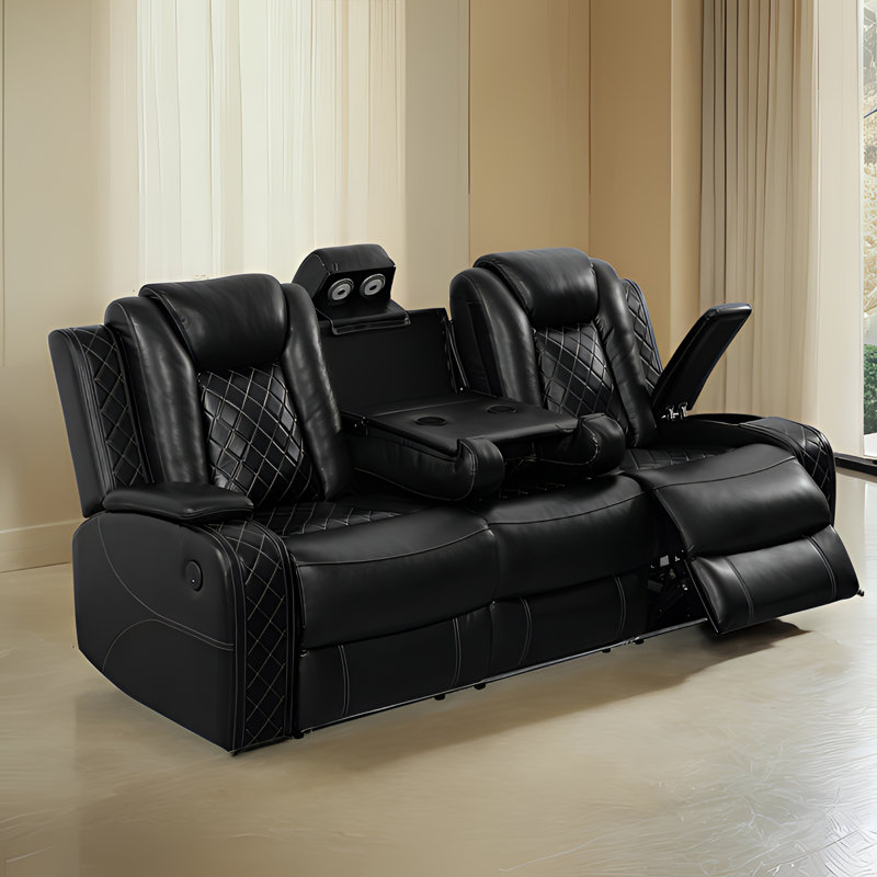 Canapé inclinable en cuir noir