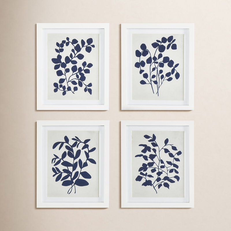 Leafy Vine Indigo Prints, Set of 4
