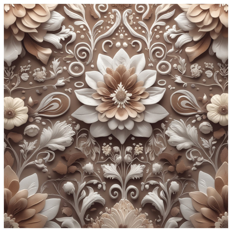 Tapis de bain à motif floral complexe, 24in W x 17in L