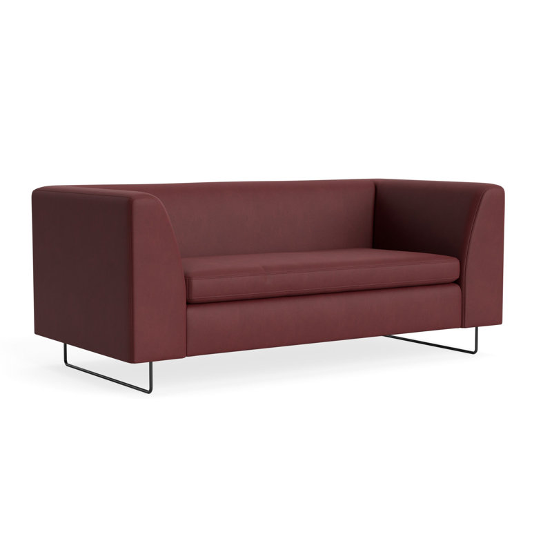 MTO - Canapé Bonnie 72 po avec pieds noirs, Cuir Oxblood