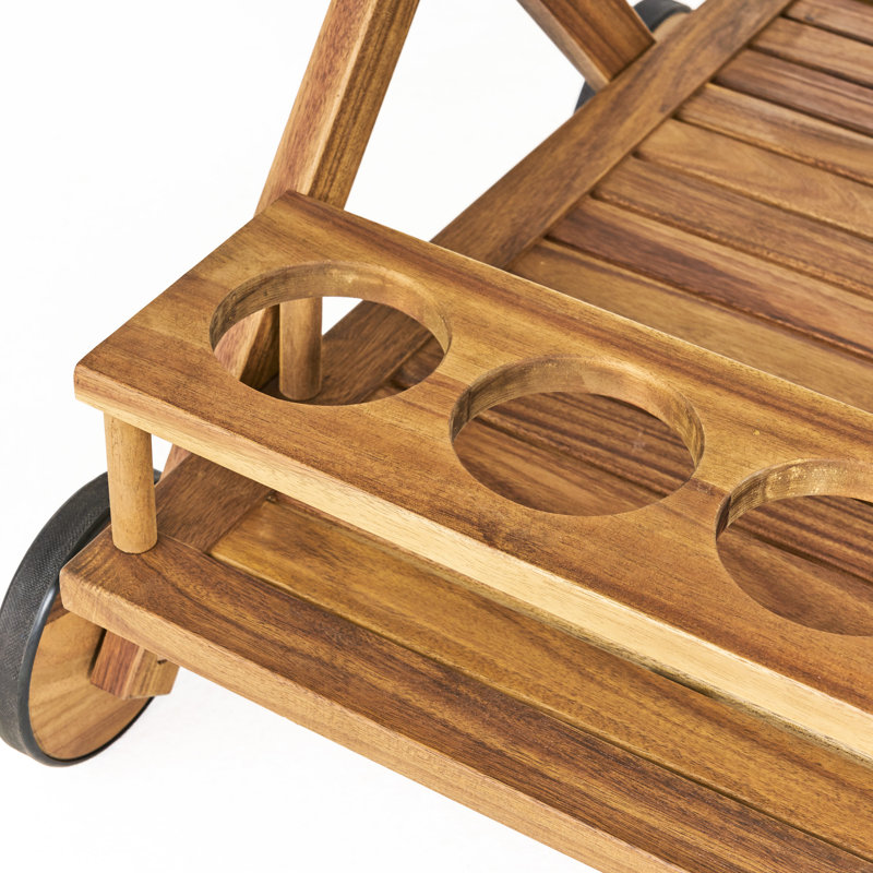 Chariot-bar mobile - 23,70 po de largeur, bois naturel, rangement supplémentaire, poids de 40,94 lb, espace