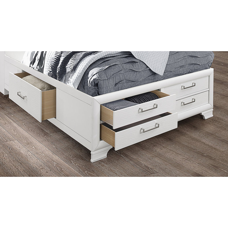 Lit de rangement blanc civique, Blanc, Grand lit