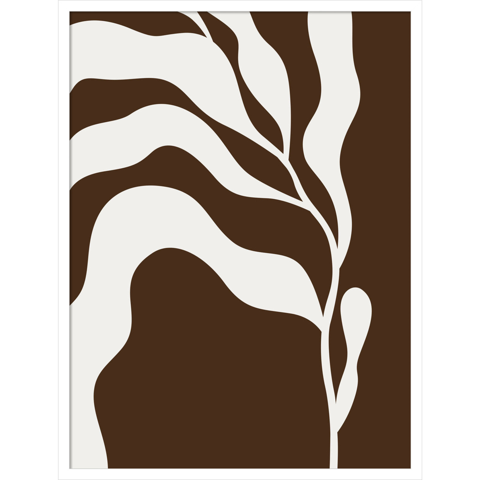 Retro Matisse Inspired Abstract Botanical 2 Brown, White, 33" H x 25" W x 1" D