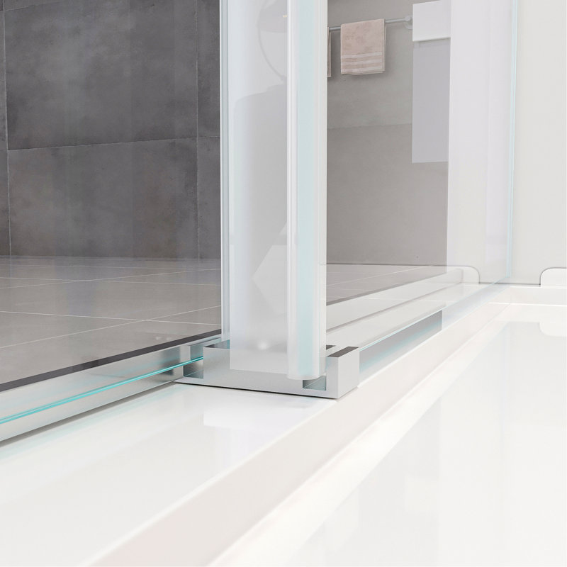 Sliding Frameless Soft-Close Shower Door For Bathroom, Brushed Nickel