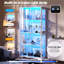 Display Cabinets with Glass Doors & 3 Color LED Lights, 4 Tier, White