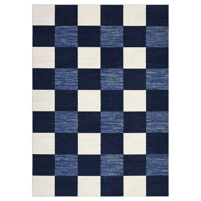 Washable Rug Non Slip Modern Checkered Plaid Hallway Living Room Rug with Rubber Backing Carpet for Kitchen Laundry Entryway