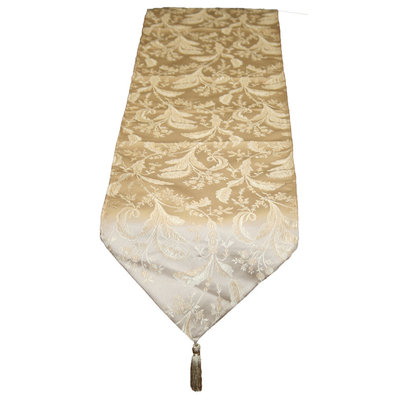 Rockport Floral Table Runner, Gold, 90" W x 13" L