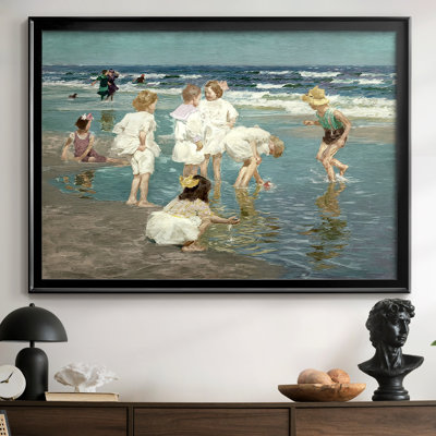 Children Playing in the Surf (or Happy Days)-Edward Henry Potthast-Framed Gallery Wrapped Canvas-c. 1910s–1920s