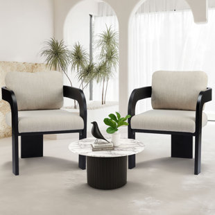 Modern Upholstered Armchairs waiting room chairs reception chairs Set of 2 with Curved Wooden Frame and Padded Seat
