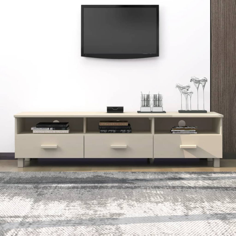 Hayaa Unfinished TV Stand for TVs up to 70", Honey Brown