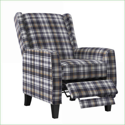 Fauteuils inclinables | Fauteuil inclinable moderne à oreilles - Velours brossé gris clair | Pas de leviers | Pieds en bois massif espresso | Velours